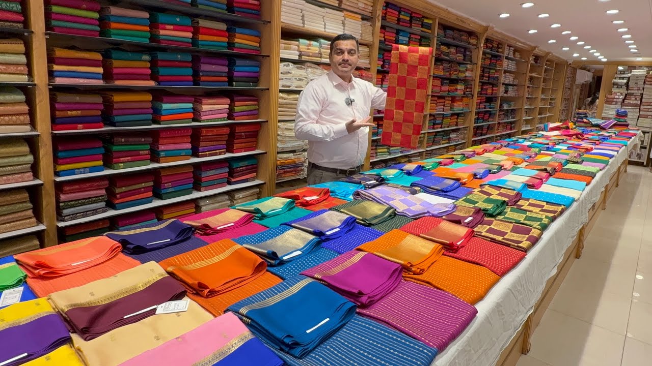 Bangalore Malleshwaram Beautiful Pure Mysore Silk & Kanchipuram Silk Sarees with Free Shipping.