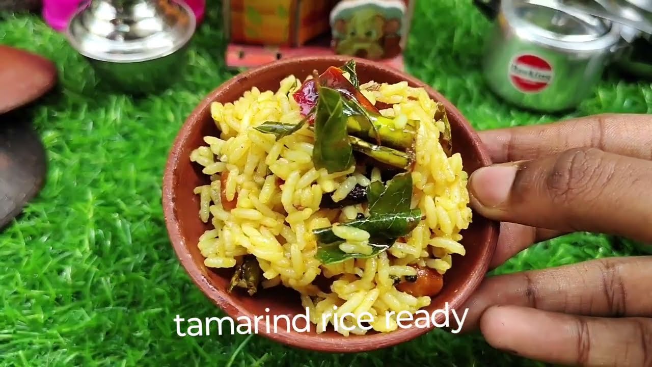 Tamarind rice recipe in miniature cooking 