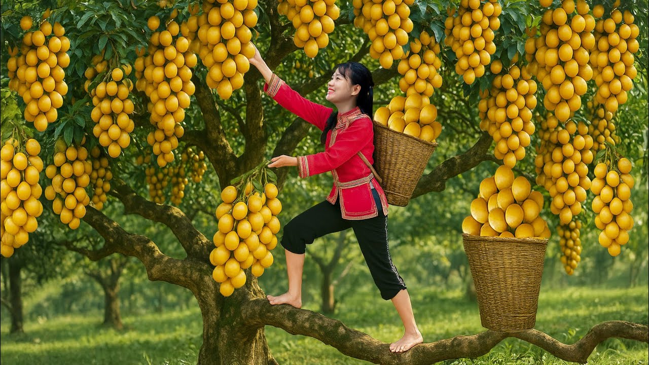 Selective Harvesting Lots of Big Mango Plum on Old Tree | Outdoor Market | Phuong Harvest Life