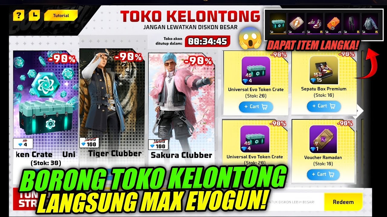 TOKO KELONTONG FF RAMADAN 2026! BORONG SAMPAI HABIS! TIGER CLUBBER & SAKURA CLUBBER BUNDLE
