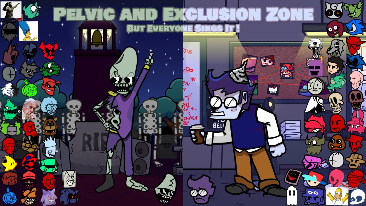 PELVIC and EXCLUSION ZONE but everyone sings it ! - FNF Martian Mixtape BETADCIU
