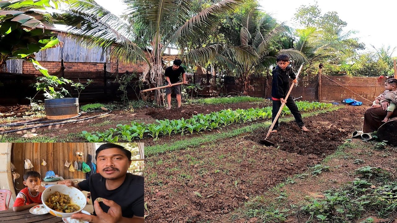 Cooking, looking after the children, growing vegetables around the house