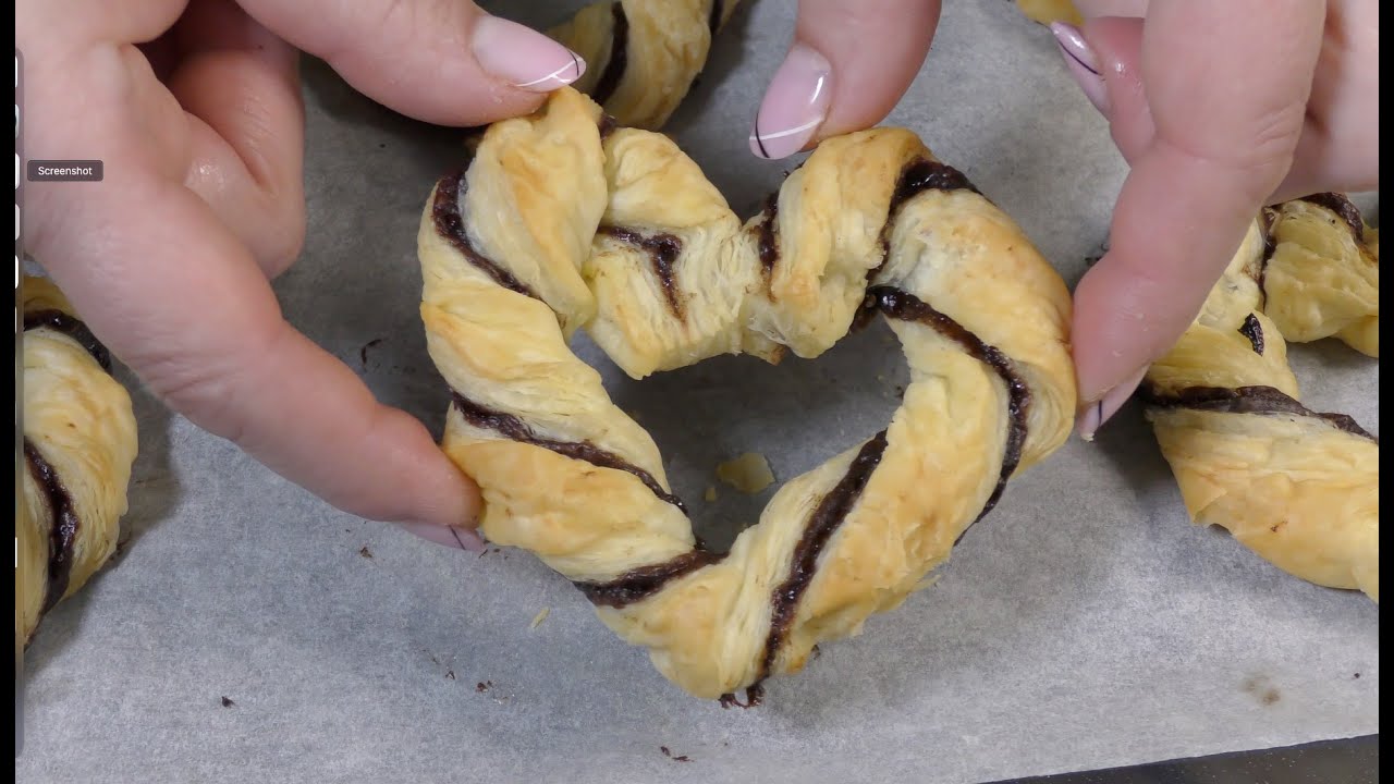 CUORI DI PASTA SFOGLIA con NUTELLA  ricetta FACILISSIMA e VELOCE