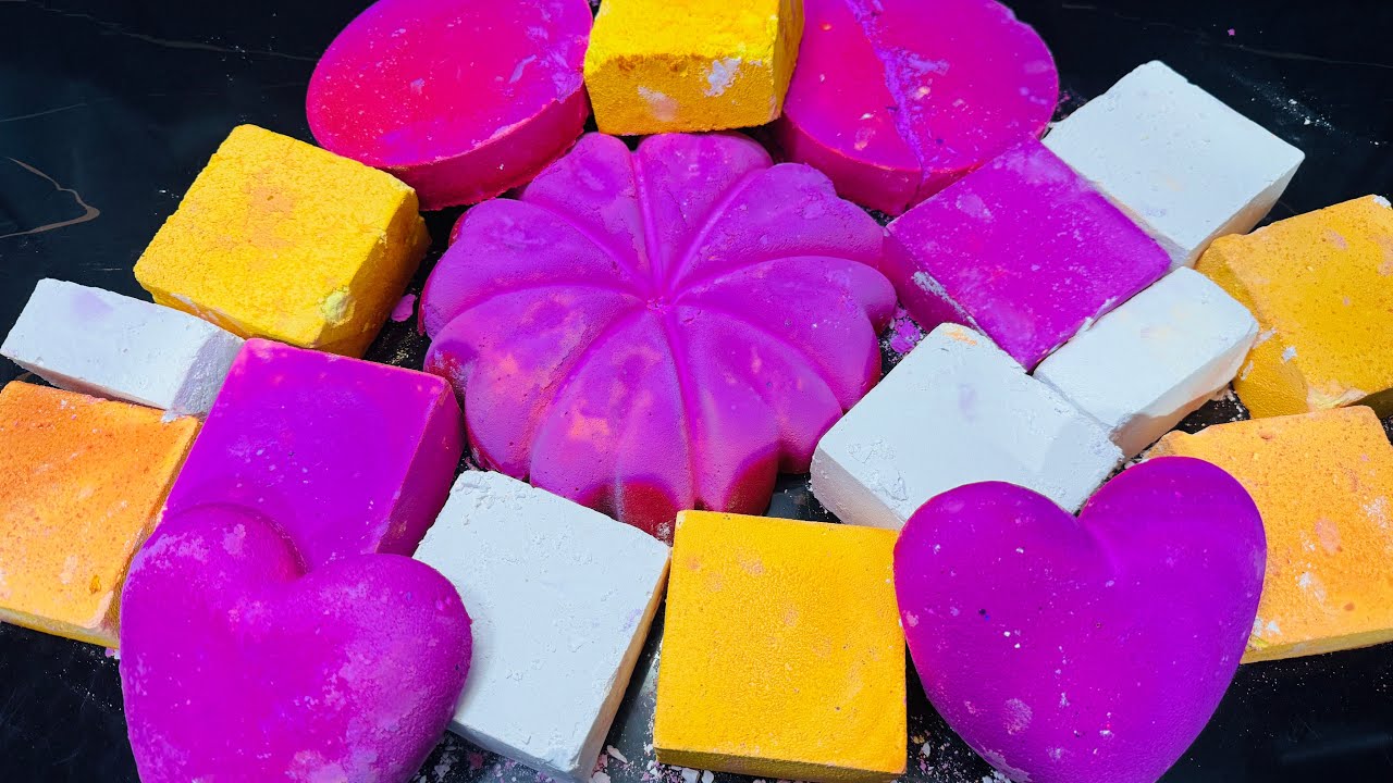 Pink & Yellow Dyed Chalk Reform | Soft Crispy Satisfying ASMR Chalk Crush Video 