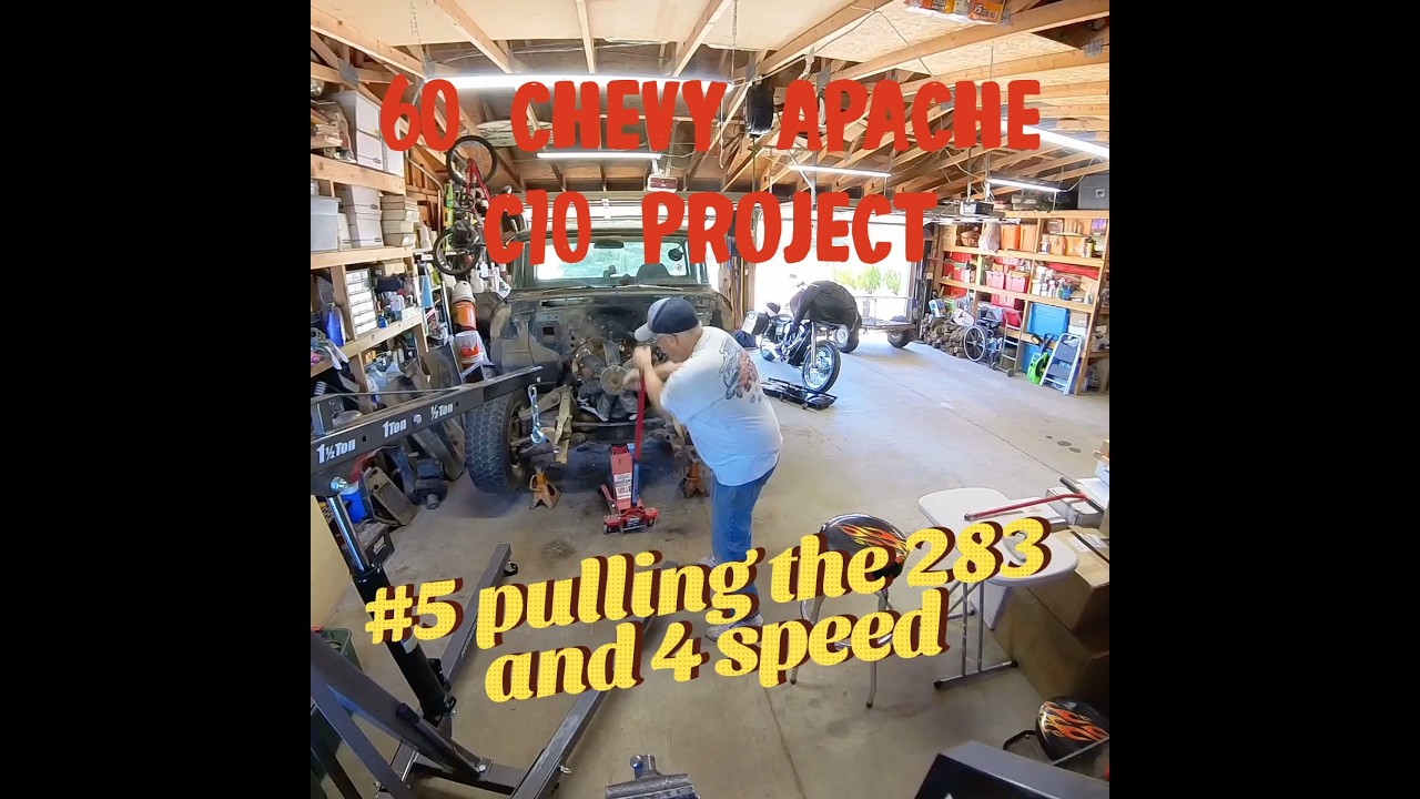 60 Chevy Apache C10 Project  #5 Pulling the 283 and 4 speed  