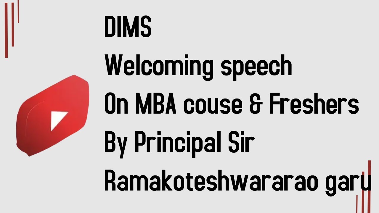 DIMS | Speech by Principal sir | on MBA course and Freshers