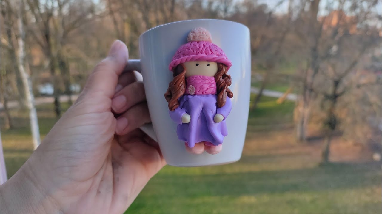 تشكيل دمية بعجينة السيراميك بدون أدوات | فكرة حصرية لتزيين الأكواب بالفيمو #polymerclay