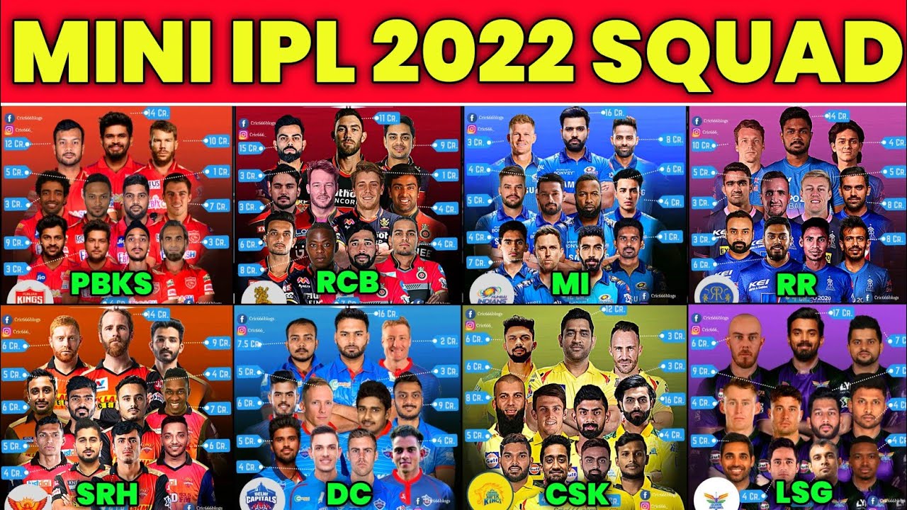 MINI IPL - All 6 Teams Squad for the Mini IPL 2022