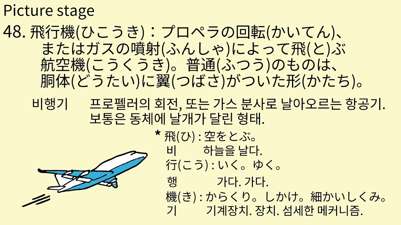 J#49 48.飛行機(ひこうき) 그림으로 배우는 일본어