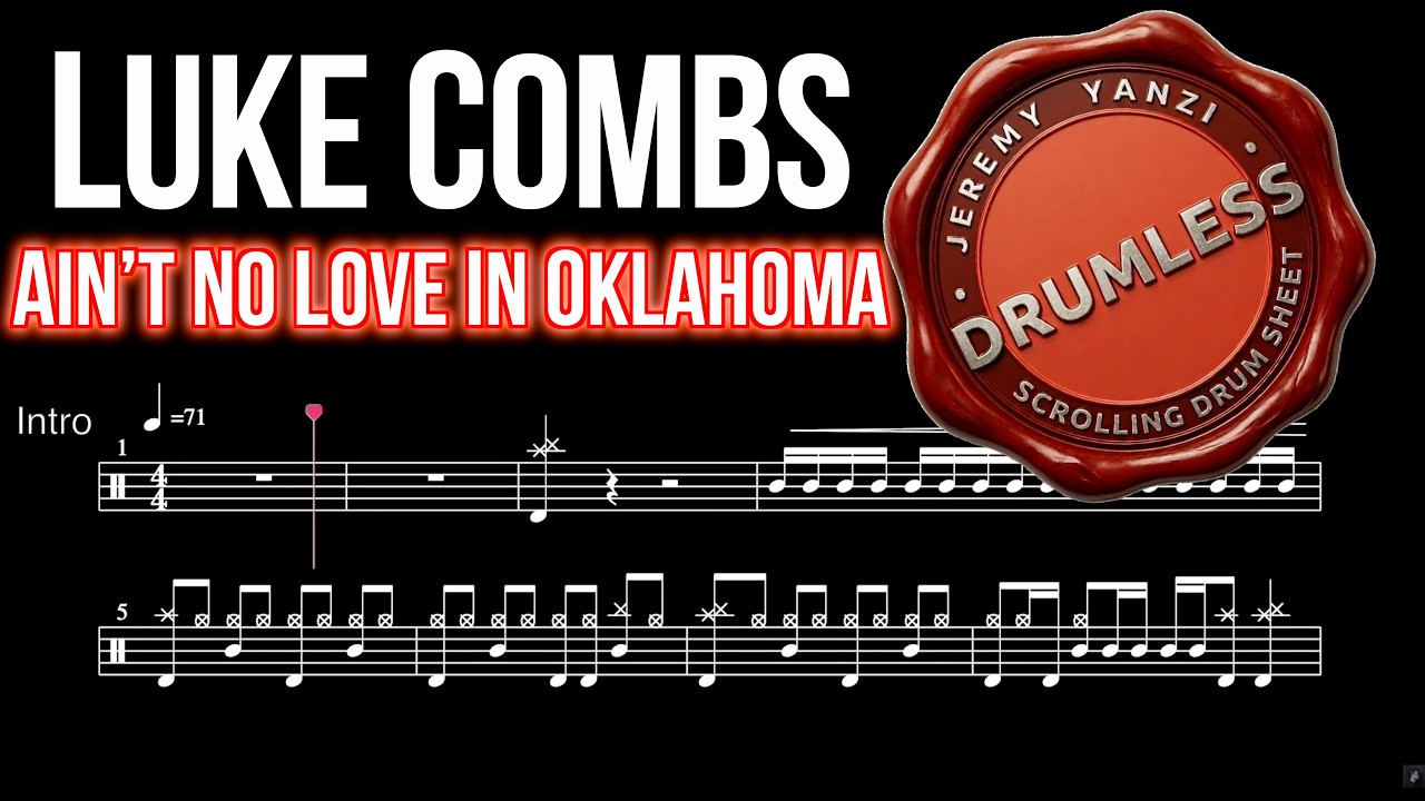 Luke Combs – Ain’t No Love In Oklahoma - Drumless (with scrolling drum score)
