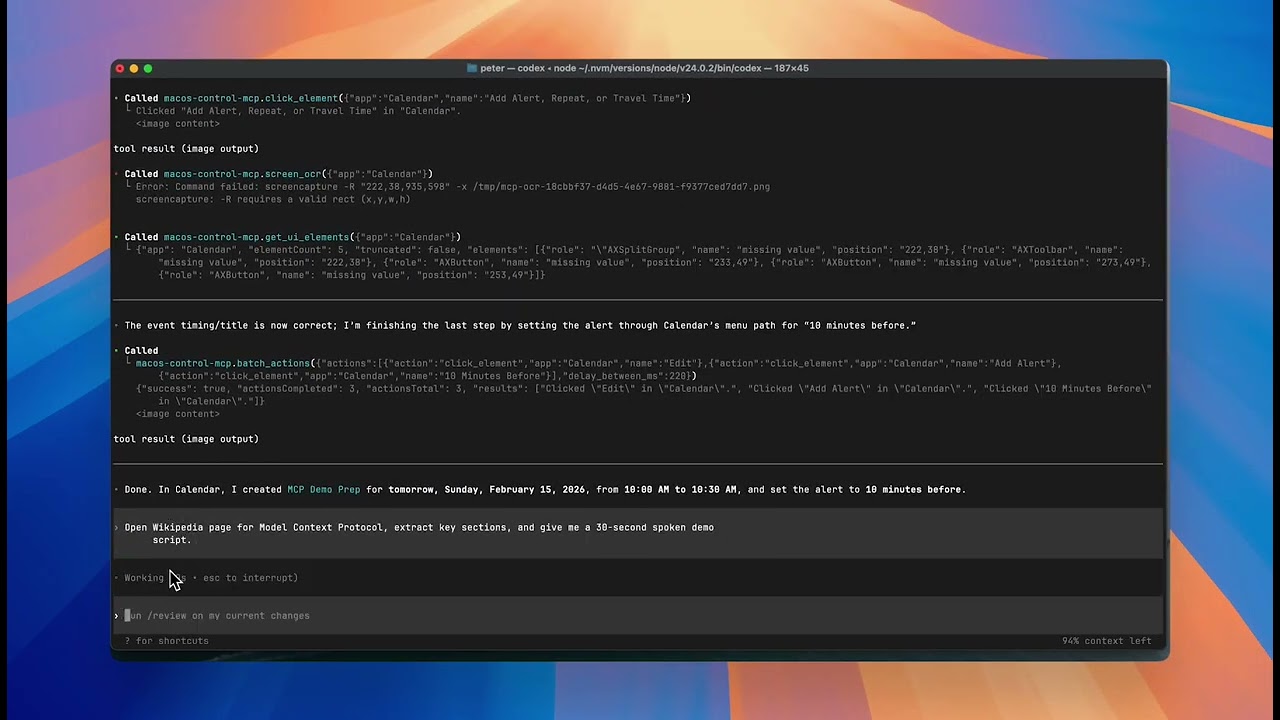 Automate Mac with Codex: macOS Control MCP Demo