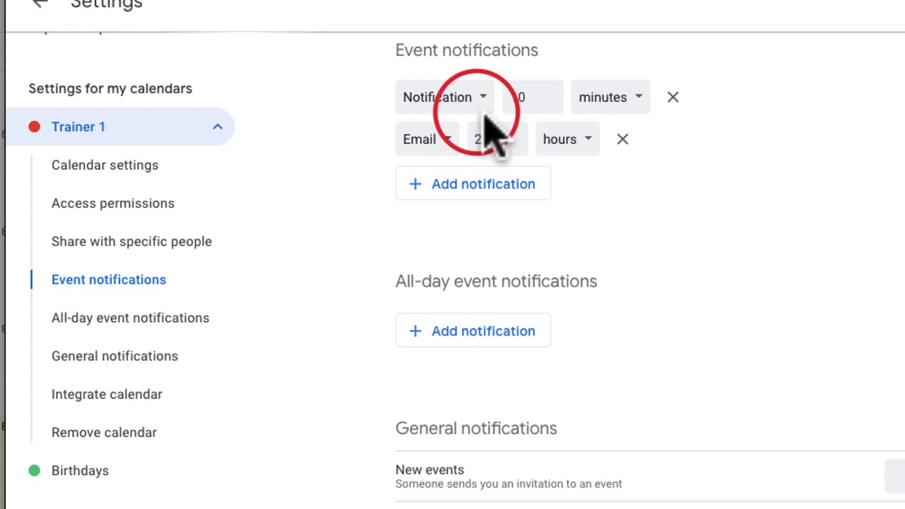 Google Calendar: Default Event Notifications