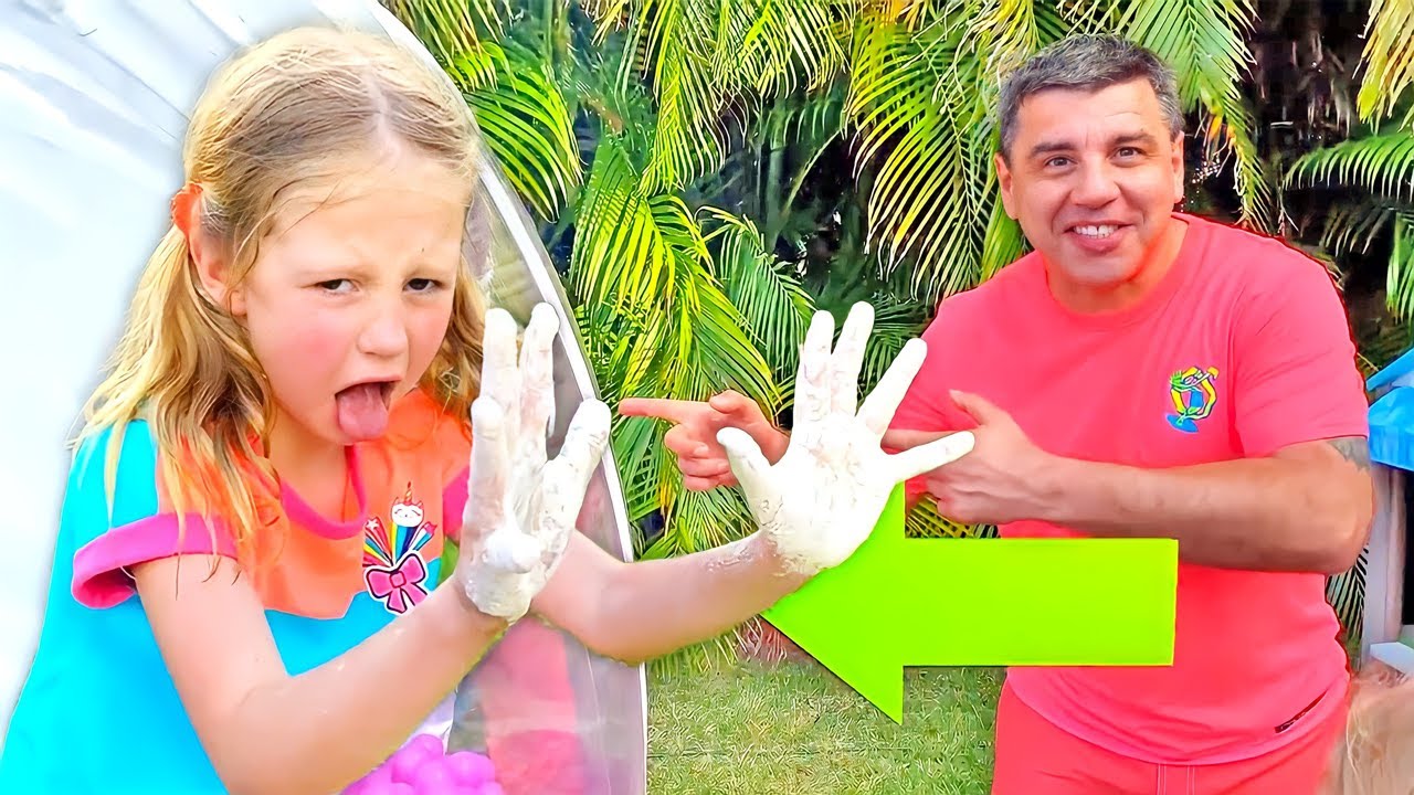 Nastya ve Stacy eğlenceli bir a&ccedil;ık hava yarışması d&uuml;zenlemek