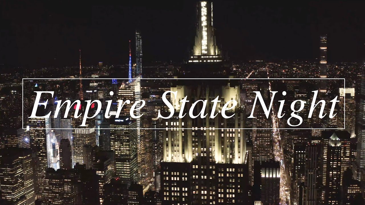 Empire State Building Night 4k Drone Flight