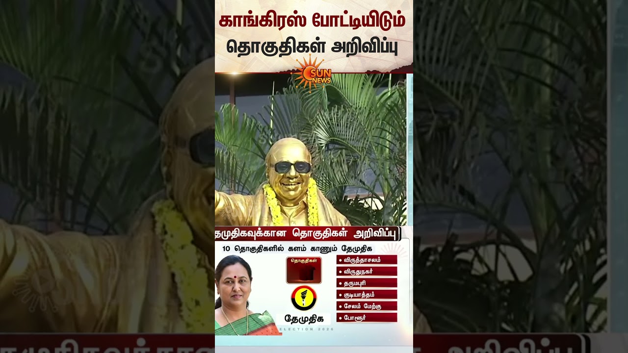 TN Election | DMK | List | Constituencies Contested | Congress Announced | Sun News