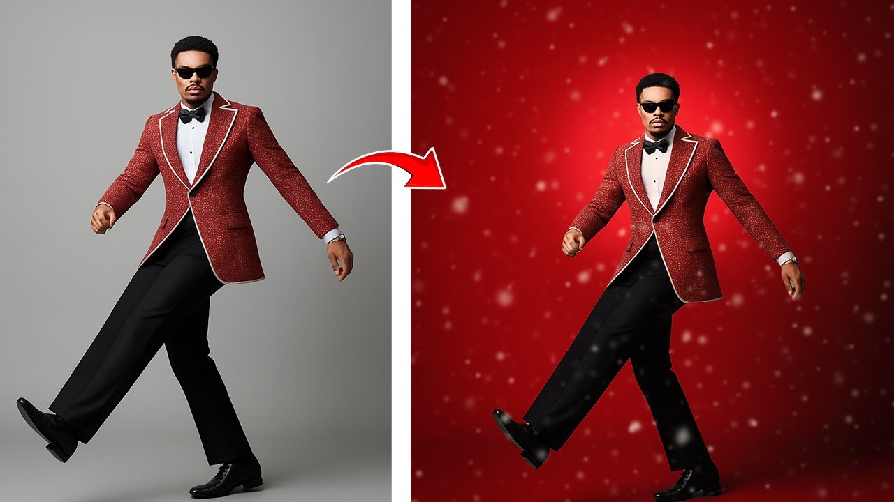 Изменение фона в этой студийной фотографии выглядит на 100% как в Photoshop.