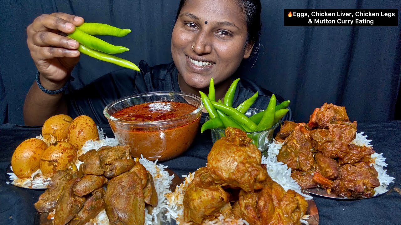 🔥 Eggs, Chicken Liver, Chicken Legs & Mutton Curry Eating Challenge | Video 67