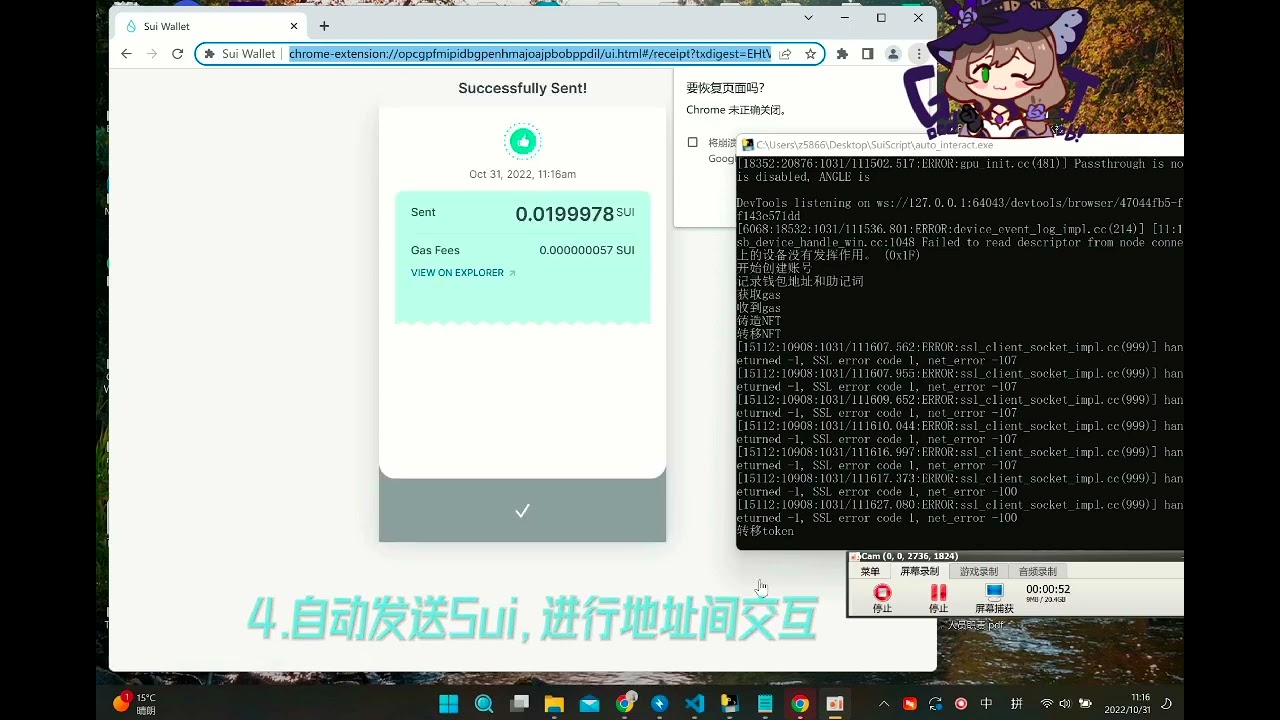 Sui-dev+test脚本自动交互演示-进TG群免费领取