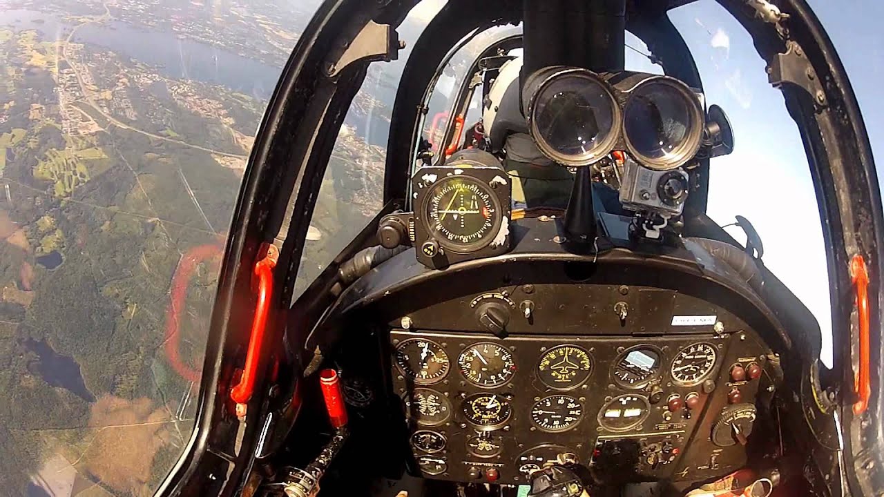 Fouga Magister CM-170 jet flight - helmet camera view