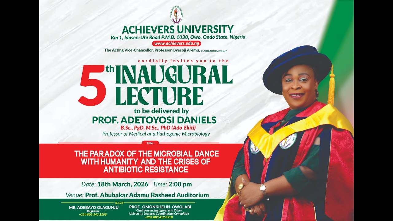 🎓 LIVE: 5th Inaugural Lecture at Achievers University | Prof. Adetoyosi Daniels
