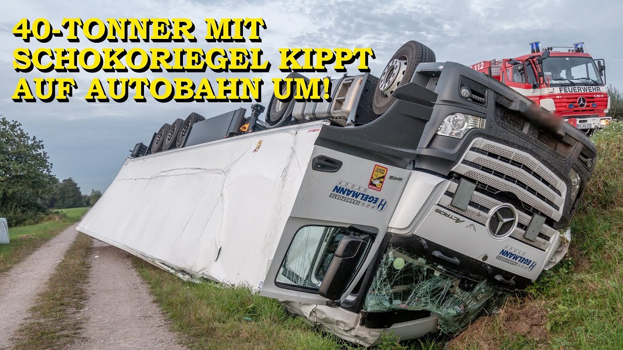 [Süßes Chaos auf A5] 40-Tonner mit Schokoriegel kippt um | Kalorienbombe fordert Bergung | Feuerwehr