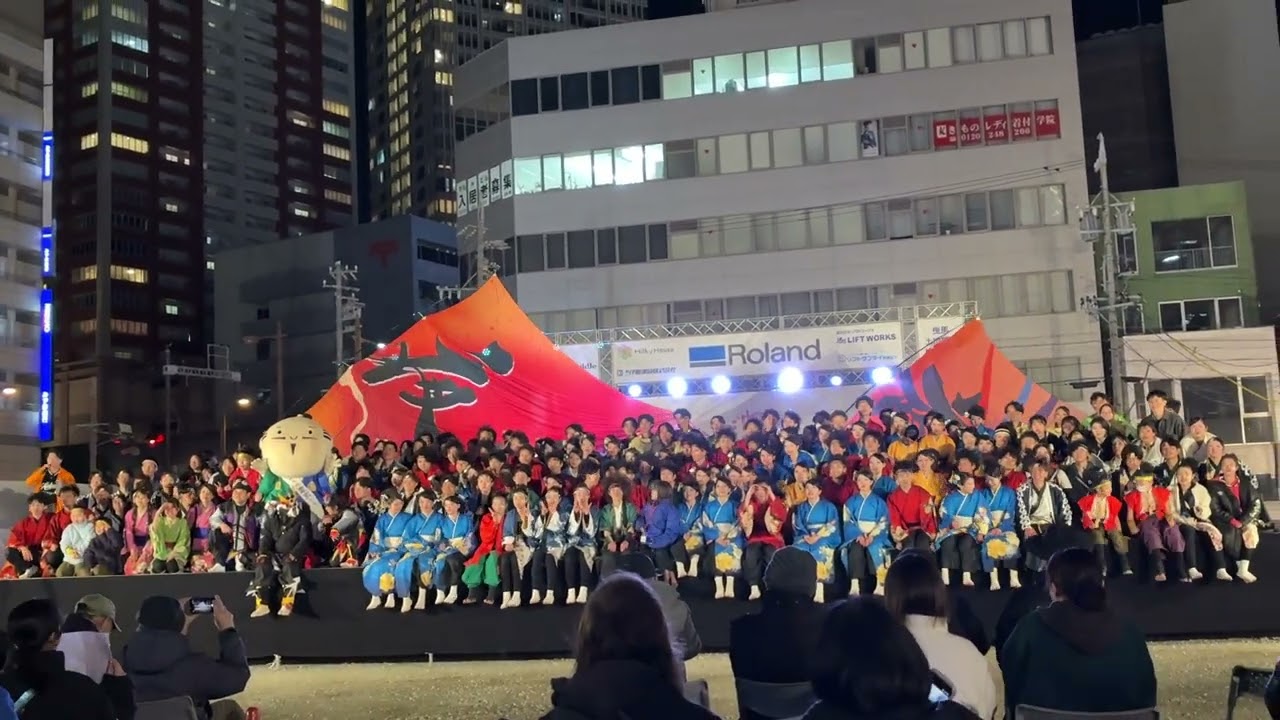 記念撮影　夜宵　松菱跡地メイン会場　虹彩よさこい　2026.3.8