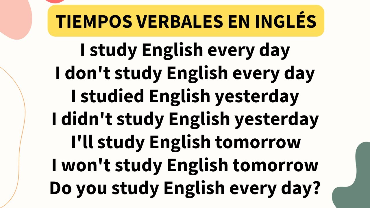 Oraciones en inglés en diferentes tiempos verbales