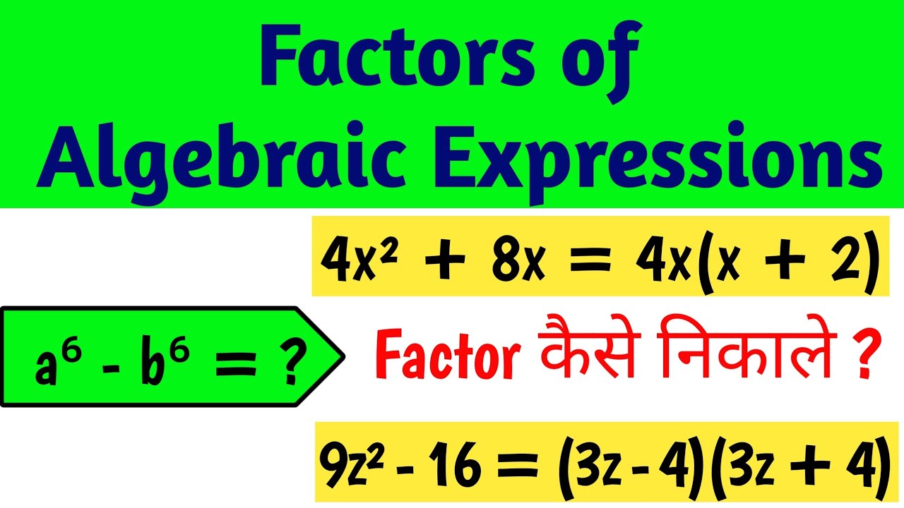 Factors of Algebraic Expression | Factors कैसे निकालते हैं ? | Factoring Algebra