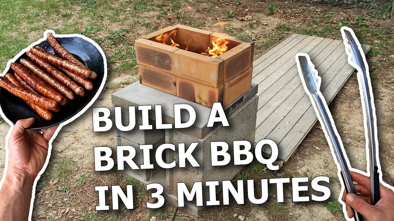 How to build a brick BBQ in 3 minutes - Backyard Concrete Block Grill : barbecue easy