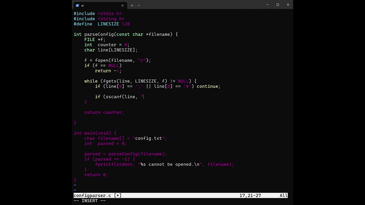 CSC 301: Writing a simple configuration file parser