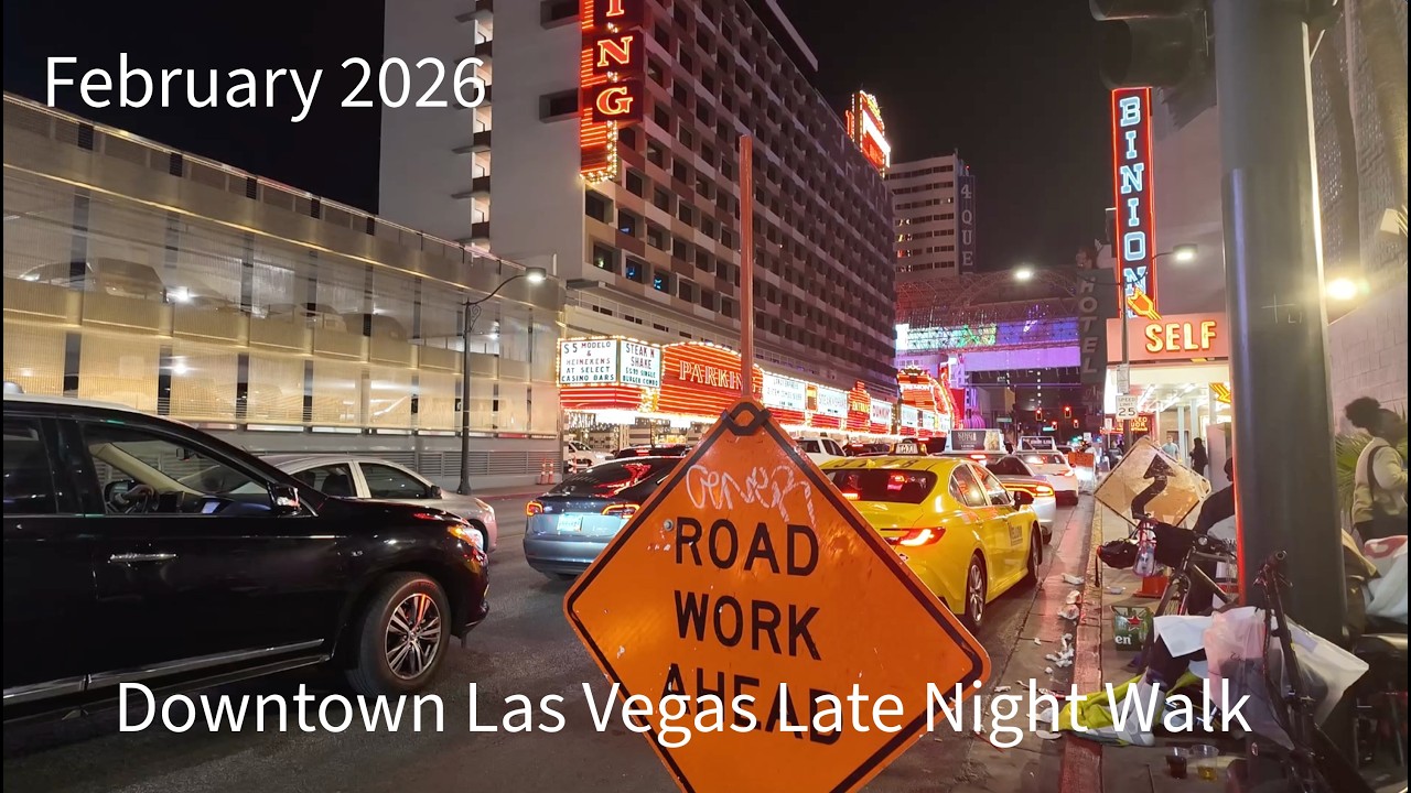 Late Night Walk Around Downtown Las Vegas | February 2026