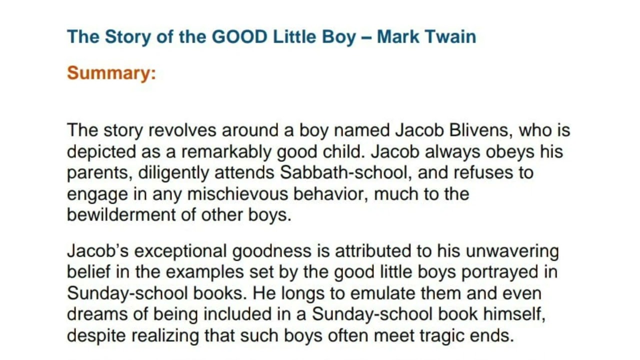 Summary & Analysis of 'The Story of the Good Little Boy' and 'The Story of the Bad Little Boy'
