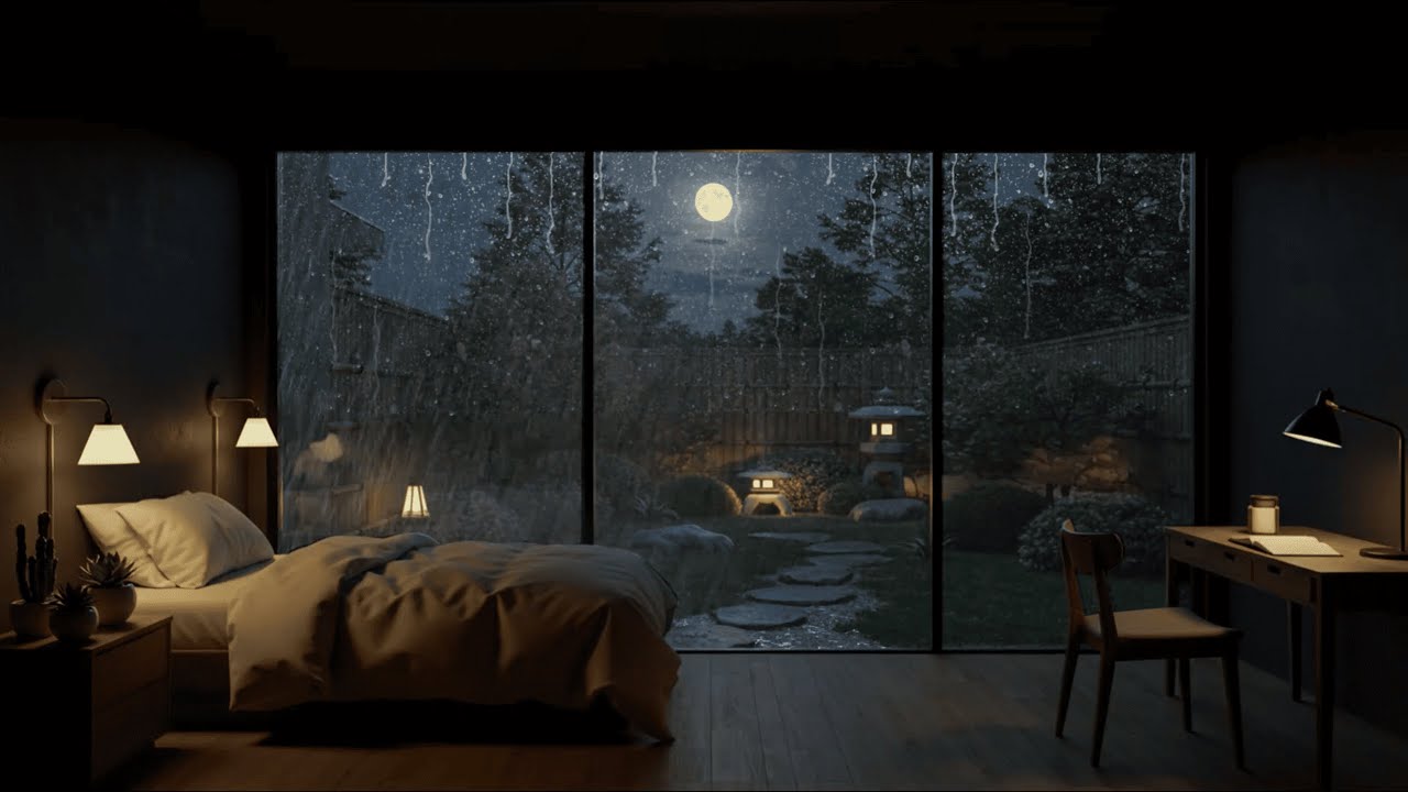 4K | Calm Rainfall Through the Window All Night – Relax & Sleep instanly