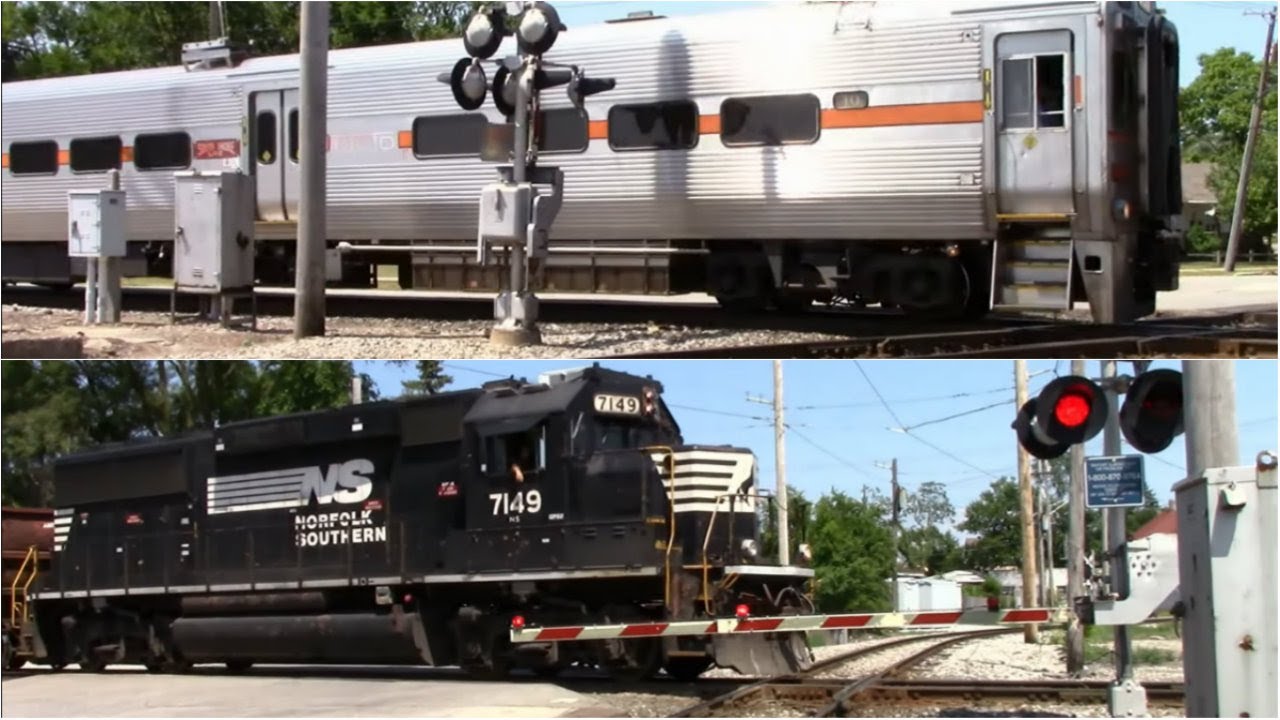 CSS and Amtrak Diamond Interlocking - NS Local Train & NICTD Commuter Train - Michigan City, Indiana
