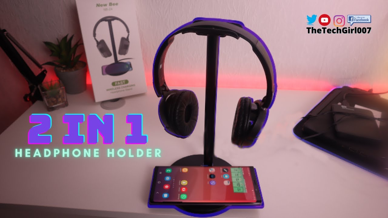 Budget New bee 2 in 1 headphone stand with fast wireless charger | Cool gaming setup under £15