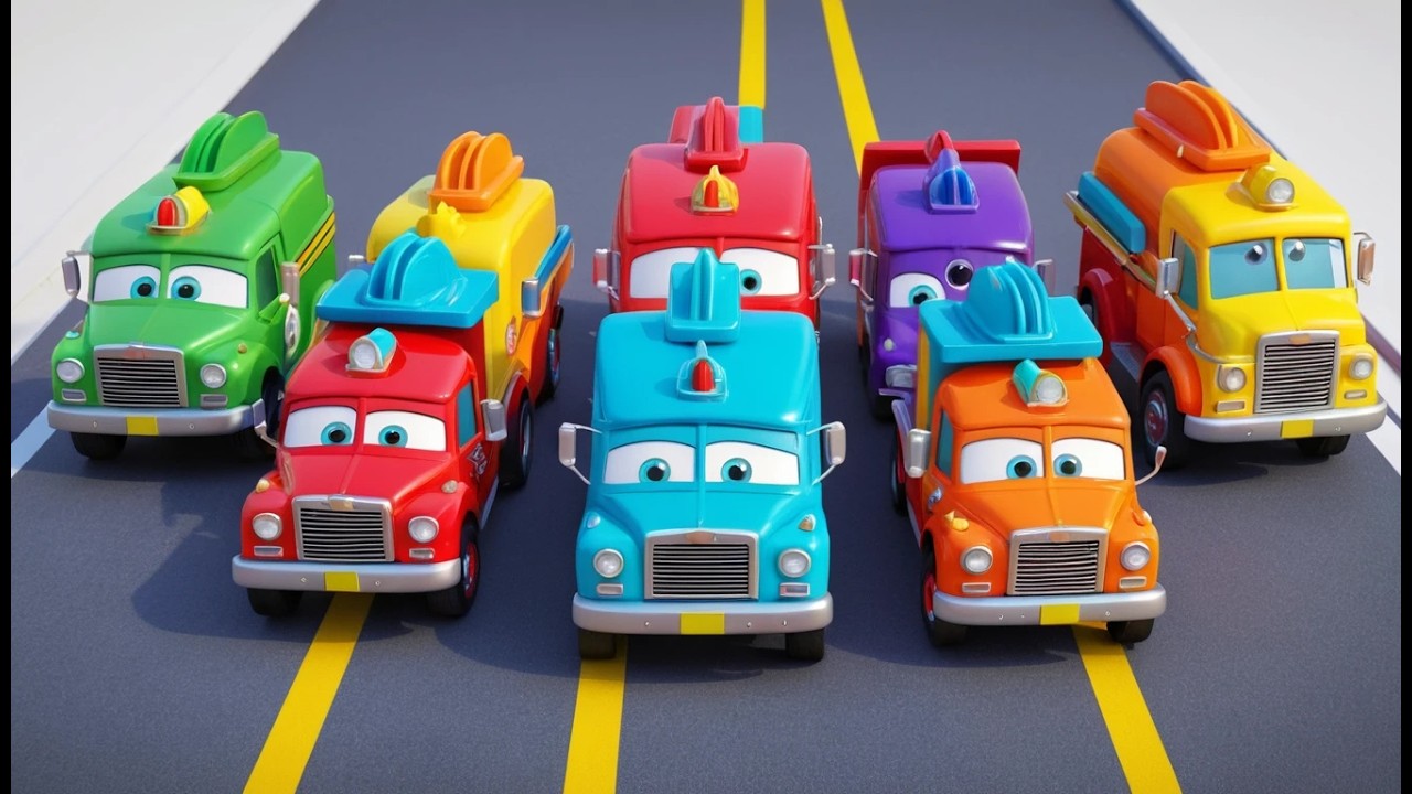Seven Little Toy Firetrucks Beep Beep Beep | Emergency Vehicle Song & Counting Rhyme