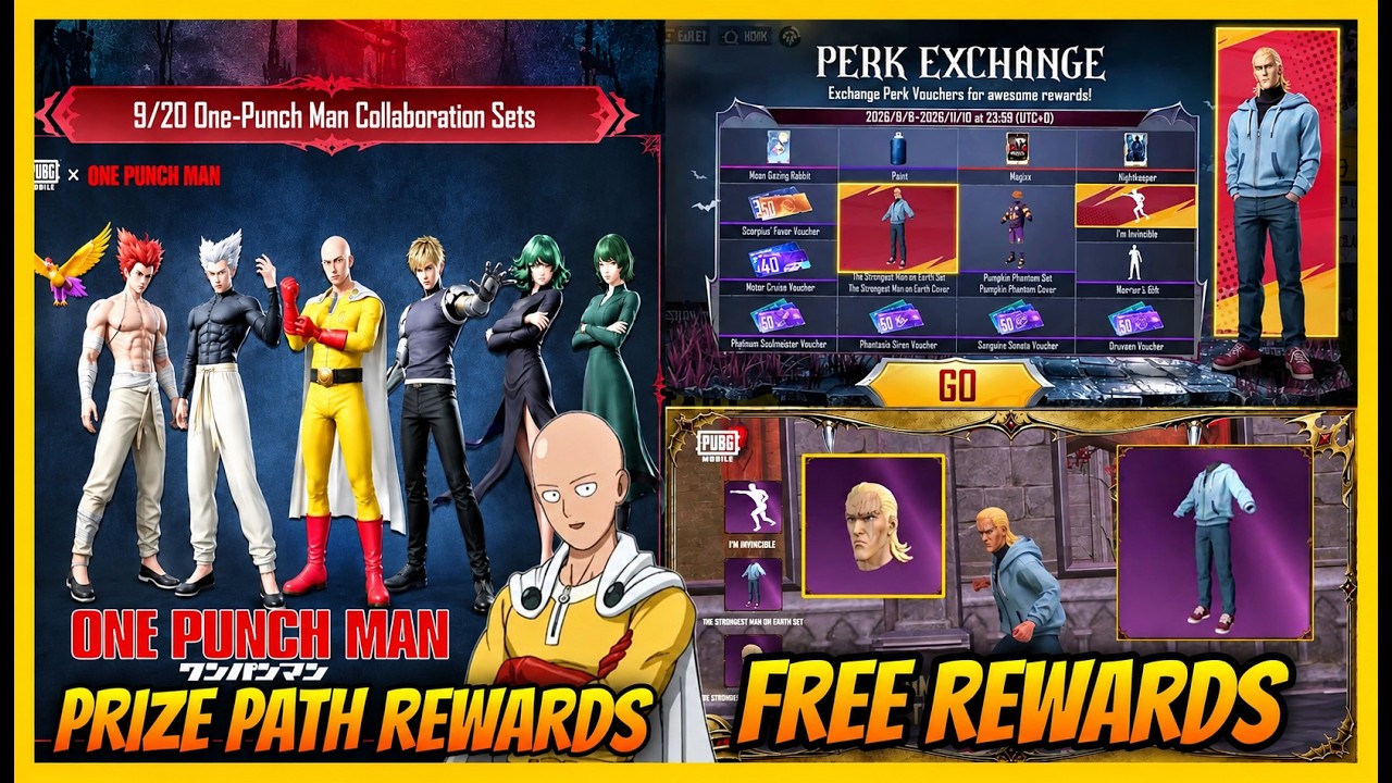 🔥FREE STRONGEST MAN OUTFIT AND EMOTE l ONE PUNCH MAN PRIZE PATH CONFIRM REWARDS l 4.6 UPDATE BGMI
