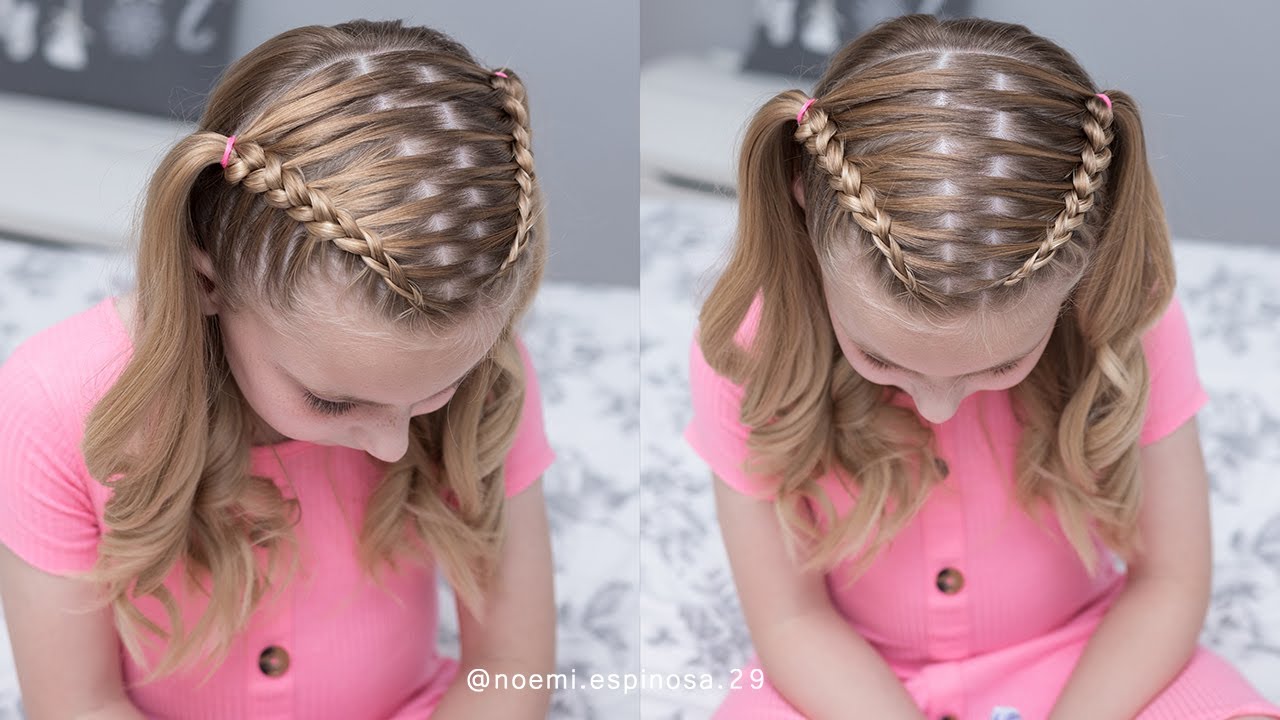 PEINADO FACIL PARA NIÑAS CON TRENZAS Y RAYA EN ZIG ZAG / PEINADOS RAPIDOS