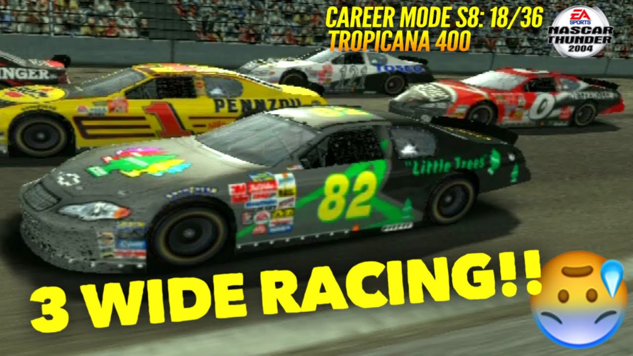 TAKING HUGE RISKS THAT COULD CRASH MY CAR!! NASCAR THUNDER 2004 CAREER MODE S8: 18/36 TROPICANA 400