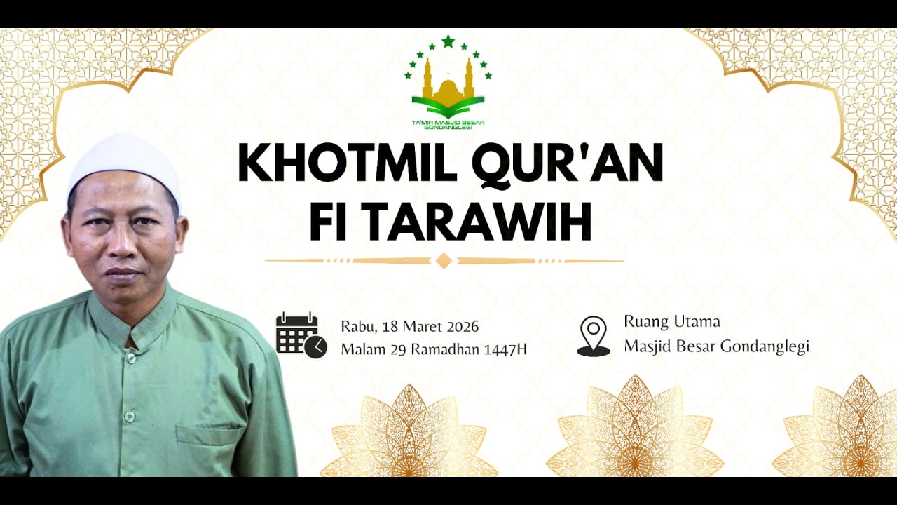 LIVE Khotmil Qur'an Fi Tarawih Malam Ke 29 Ramadhan 1447 H | Bersama Para Huffadz