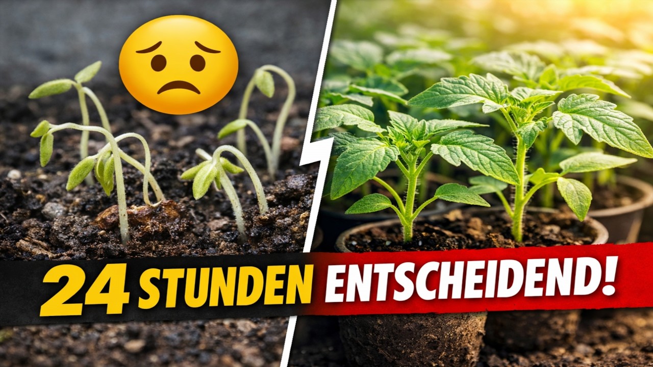 Macht das unbedingt in den ersten 24 Stunden nach dem Keimen eurer Tomaten – sonst ist alles umsons