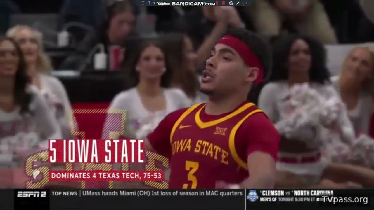 Вступление к трансляции баскетбольного матча NCAA на ESPN2. Четвертьфинал Big 12: 10 BYU против 2...