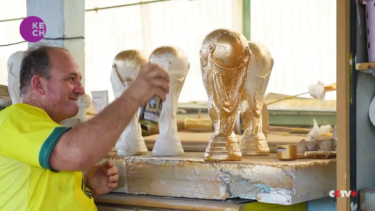 Brazilian soccer fan builds fame by making World Cup Trophy replicas