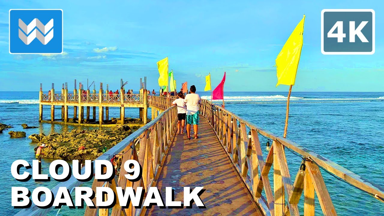 [4K] Cloud 9 Boardwalk & Surfing Area in Siargao Island, Philippines 🇵🇭 Walking Tour & Travel Guide