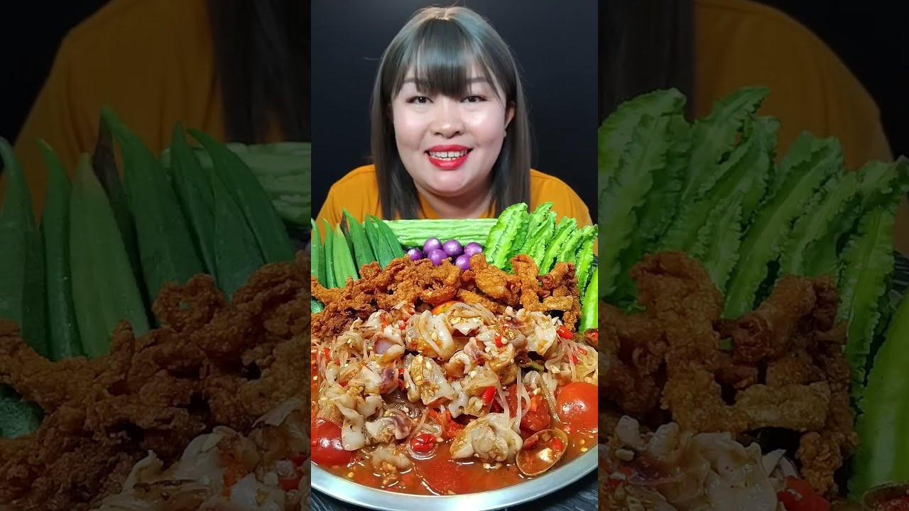 ตำเส้นเล็กใส่เอ็นแก้วหมึกกรุบๆ เผ็ดจัดจ้านอร่อยสุดๆ @ตั้งใจกิน