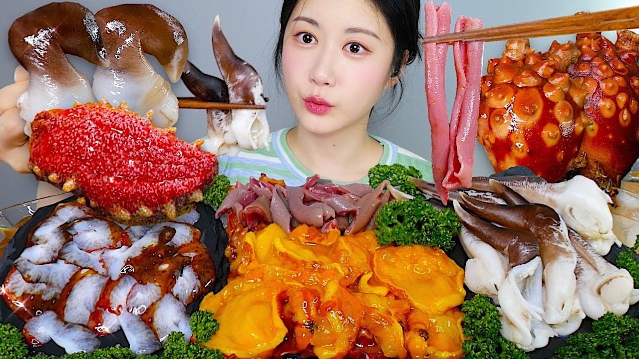 모둠해산물✨홍해삼,새조개,멍게,개불💕해산물에 쇠주한잔🍶모둠해산물 먹방 Raw Seafood 生の魚介類 | eating show | mukbang asmr
