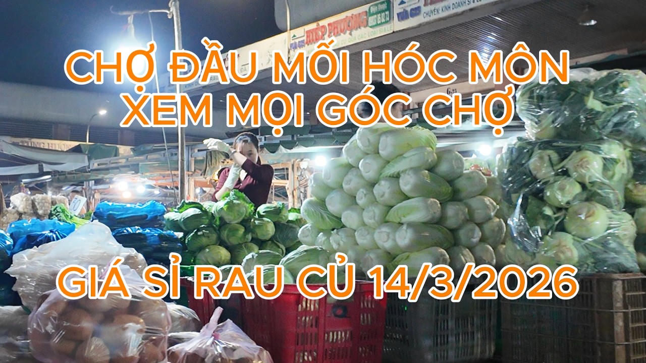 Rau củ quả bên trong Chợ Đầu Mối Hóc Môn hôm nay 14/3 kín mọi góc chợ