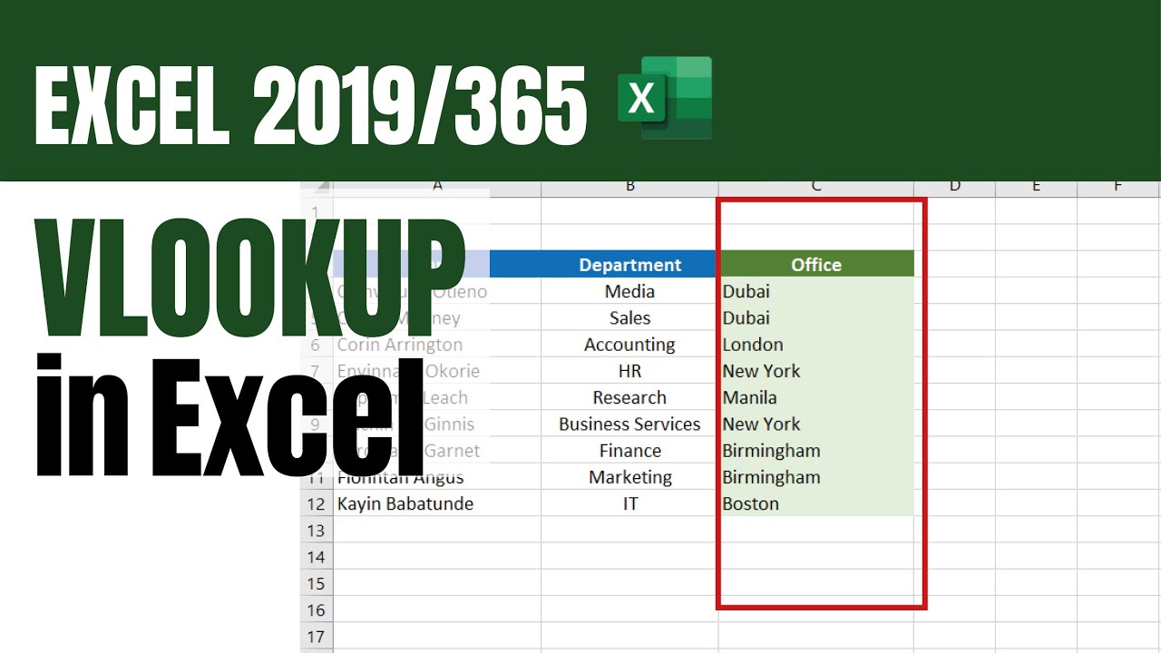 How to use VLOOKUP in Excel - Excel 2019/Excel 365