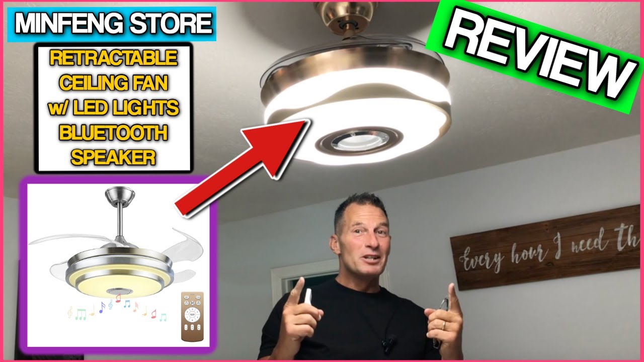 Modern Retractable 36 Inches Ceiling Fan Indoor Light Dimmable LED Lights with Remote Control