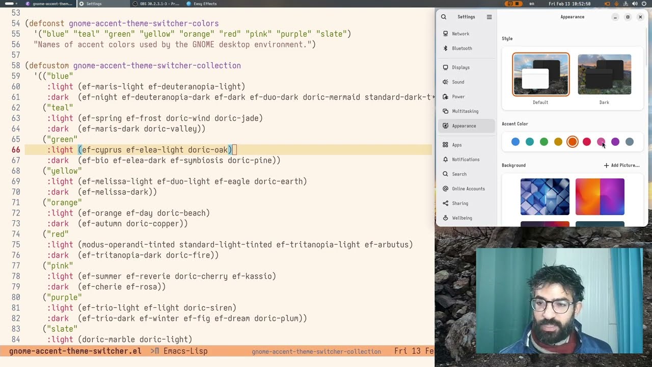 Emacs: my GNOME accent color theme switcher package